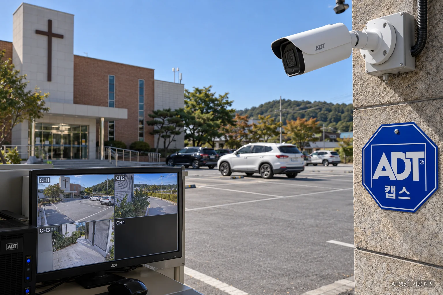 대구 교회 CCTV 설치 예시 - 주차장 뷸렛 카메라