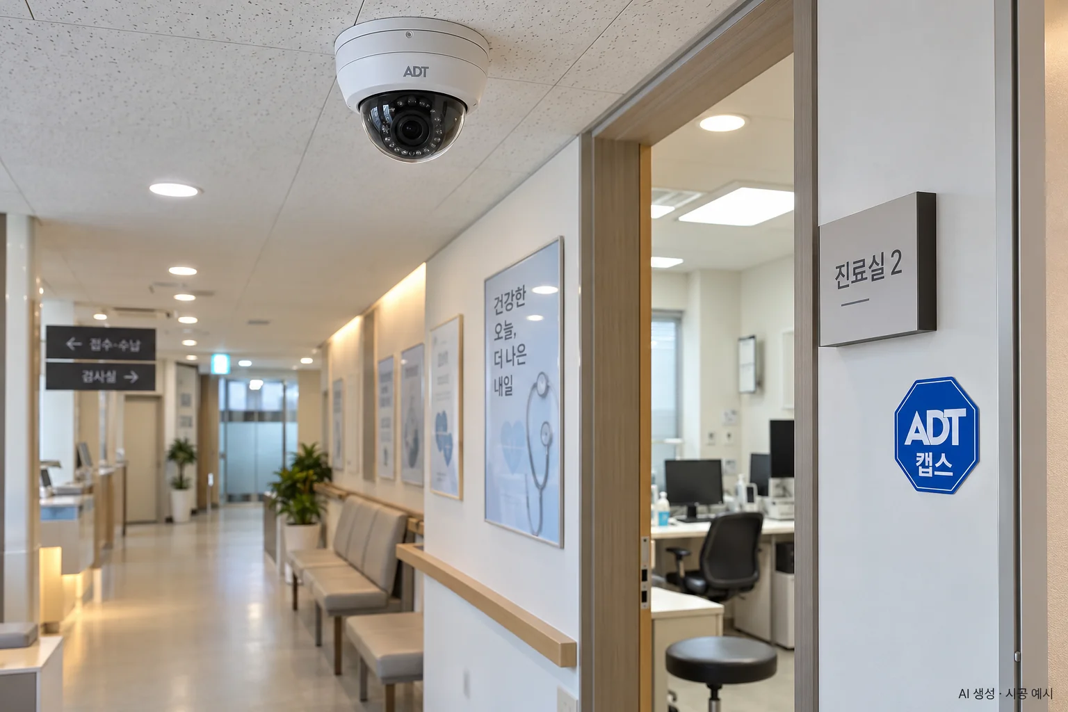 대구 병원 CCTV 설치 예시 - 진료실 복도 돔 카메라