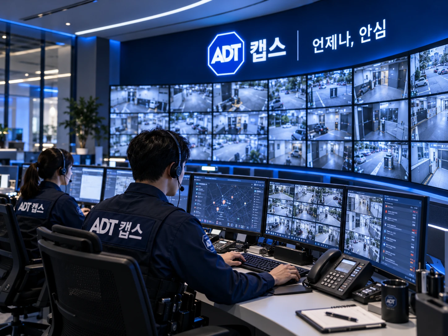 ADT캡스 관제센터에서 신호를 확인하는 요원